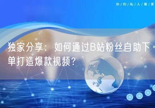 独家分享：如何通过B站粉丝自助下单打造爆款视频？