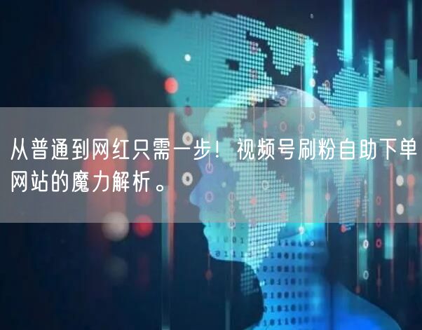从普通到网红只需一步！视频号刷粉自助下单网站的魔力解析。