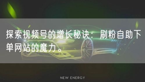 探索视频号的增长秘诀：刷粉自助下单网站的魔力。