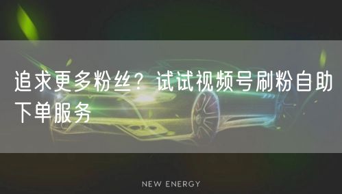 追求更多粉丝？试试视频号刷粉自助下单服务