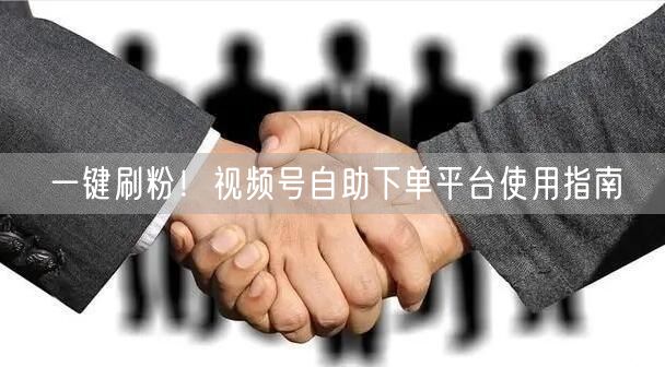 一键刷粉！视频号自助下单平台使用指南
