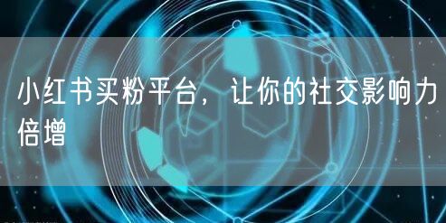 小红书买粉平台，让你的社交影响力倍增